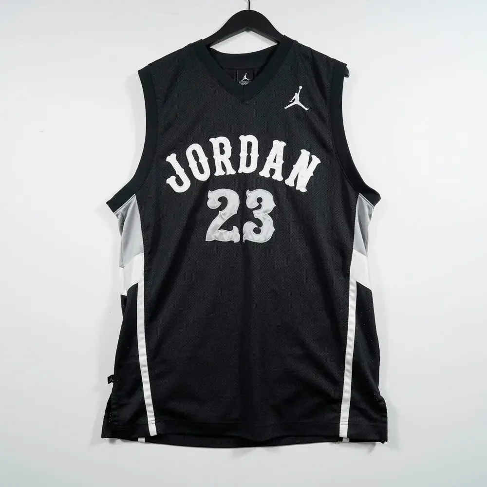 Jordan Jumpman Air Mesh Basketball Jersey Black White Gray Men’s Size L